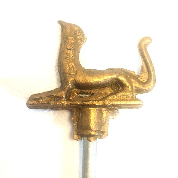 Vintage Antique Heavy Duty Brass Skewers Minoan Mythological Creatures Set of 4 - Picture 7 of 9